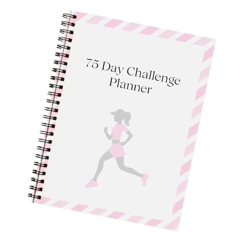 Planificador de desafíos de 75 días, encuadernación de doble bobina, planificador diario de dieta, entrenamiento, lectura, seguimiento, diario, cuaderno de 21 x 14 cm
