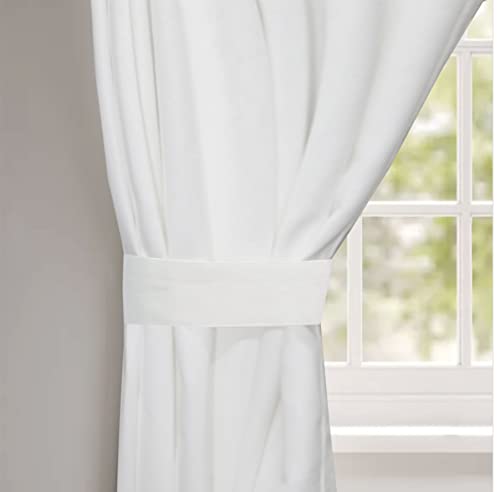 Cotton Craft 80049 White Curtain Window Panel Drapes - Set Of 2 - Thick Cotton Duck Fabric Reverse Tab Top Window Treatment thumb #2