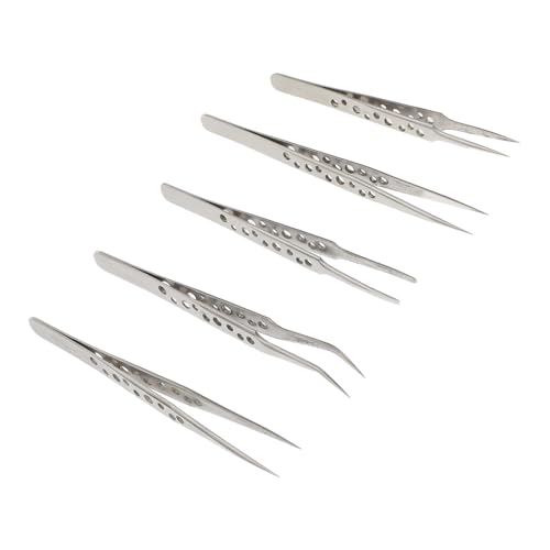 Balacoo 5Pcs Precision Tweezers Durable Stainless Steel Tweezers for Electronics Crafting and Laboratory Use Sharp Tips for Enhanced Control and Efficiency