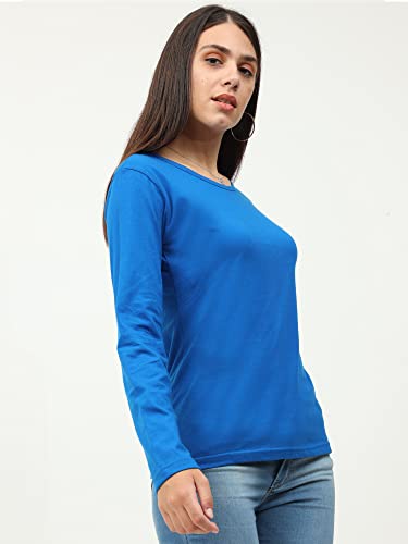 Image of FLEXIMAA Women's Cotton Plain Round Neck Full Sleeve T-Shirt