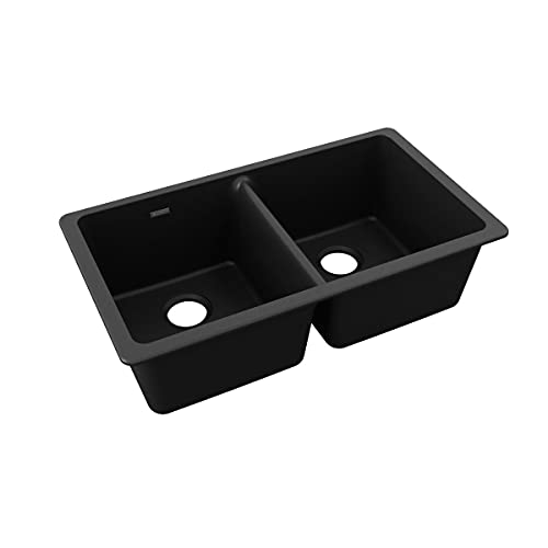 Elkay Quartz Classic Elgu3322Bk0 Equal Double Bowl Undermount Sink, Black #TOP2