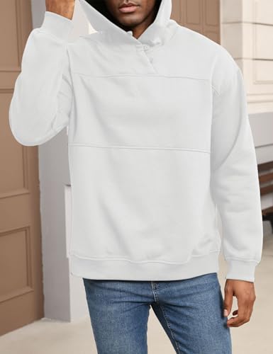 Floral Find Men's Long Sleeve Fleece Hoodies Button Up Sweatshirt Loose Fit Fall Winter Pullover Top3