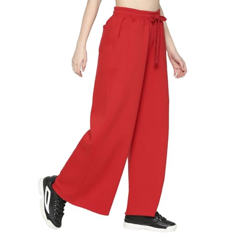 Image of Being Human Red Wide Leg Fit Women's Track Pants Clothing