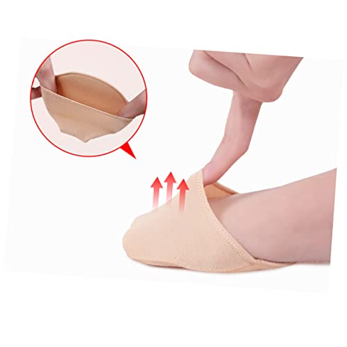 2pair Seamless Invisible Toe Topper Half Socks Non-Skid Silicone Bottom Breathable Forefoot Cushion Liner Socks for Women Black Skin2