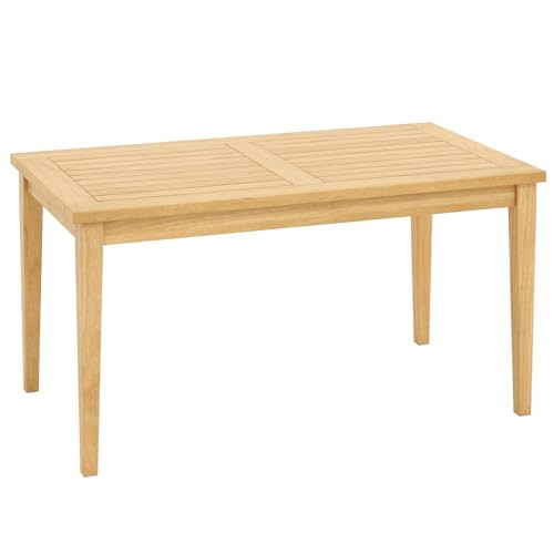 Multigot Outdoor Teak Wood Coffee Table - Stylish Rectangular Bistro Table with Slatted Top for Patios, Balconies, and Poolsides