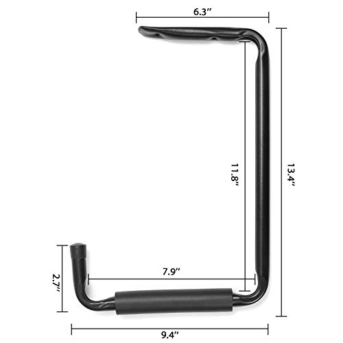 Wall Ceiling Mounted Garage Storage Hooks, 13.4’’ x 9.4’’ Heavy Duty Large Utility Hangers Organizer for Ladder,Tools, Garden Hose and Bike(2 Pack, Black)