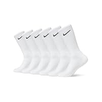 Nike Kids' Everyday Cotton Cushioned Crew Socks (6 Pair), White/Black, Small