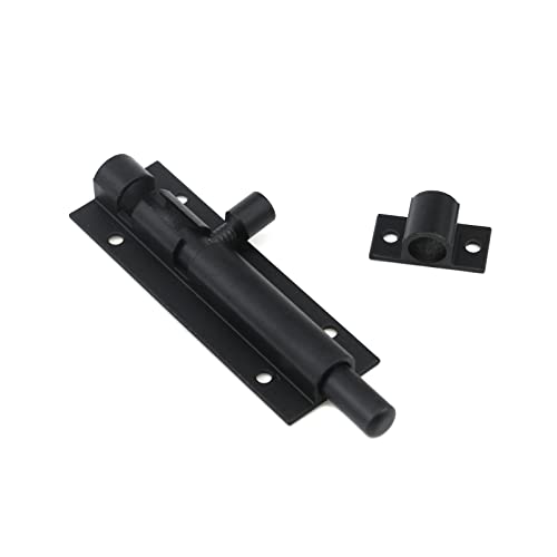 Bitray Trava deslizante de 7,6 cm preta fosca para porta interna, trinco de barril, trava deslizante