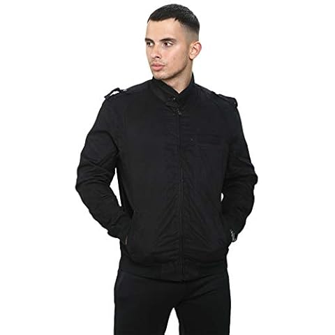 True Face Mens Jacket Zip Up Summer Lightweight Casual Ribbed Cuff Full Zipper Long Sleeve Outerwear Black Large Cover