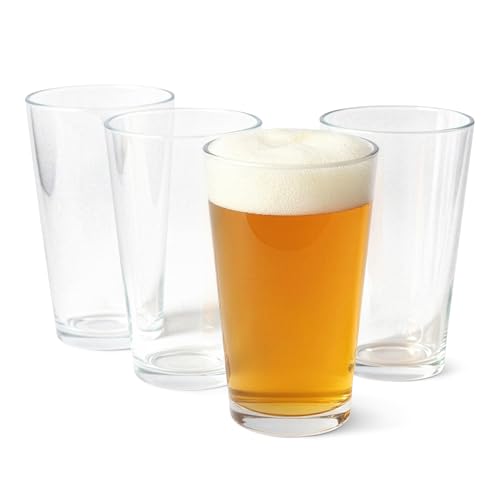 Amazon Basics Pint Glasses 16 oz. Dishwasher-Safe 4-Piece Set