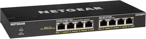 Image of NETGEAR 8-Port PoE+ Gigabit Ethernet Unmanaged Essentials Switch (GS308PP) - with 8 x PoE+ @ 83W,Desktop or Wall Mount,(Pack of 5)
