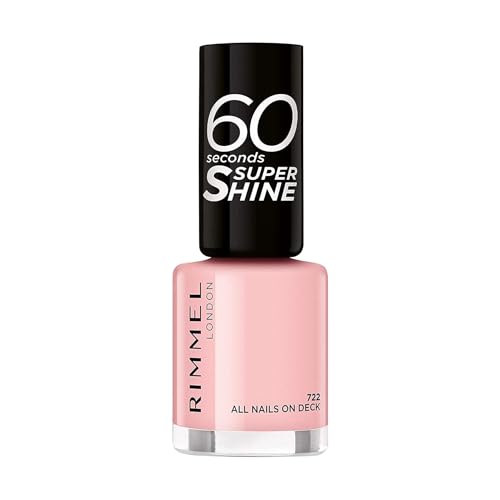Rimmel - Vernis à Ongles 60 Seconds Super Shine Colour Block - Ultra Brillance et Longue Tenue - Séchage Rapide - 722 All Nails on deck - 8ml