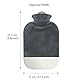 Miniatur Wärmflasche mit Bezug, Wärmflasche für Hals und Hand, Handfußwärmer, warm und Bequem, Waschbarer Flaschenbezug, Weicher Plüschbezug Abnehmbar (Dark Gray, 500ML)