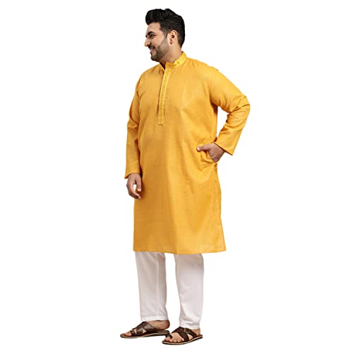 Sojanya PLUS (Since 1958), Men's Cotton checked Kurta with White Churidar Pyjama Set2