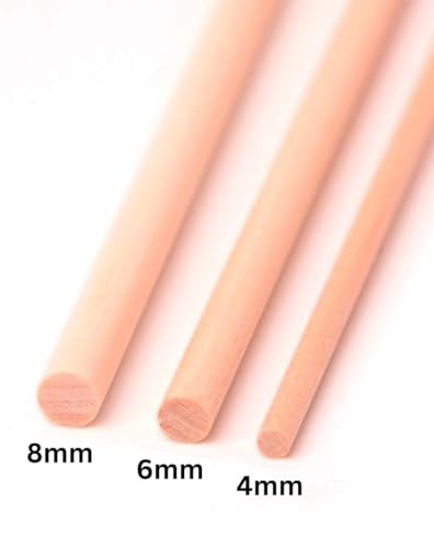 Image of BLOOMAX 6MM x 12 INCH | 50 PCS Wooden Dowel RODS | Unfinished Natural Hardwood Round Craft Sticks for DIY Art, Craft, Model & School Projects