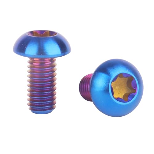 Image of 6PCS Titanium Bike Screw M5x10mm Bicycle Disc Brakes Rotor Bolts Torx T25 Head (Burnt Blue)
