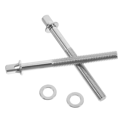 BESPORTBLE 2Pcs Stainless Steel Drum Lug Mounting Screws with Washers Durable Drum Tension Fasteners for Snare and Bass Drum Accessories Silver