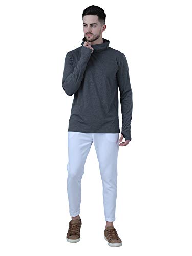 Image of Pause Solid Turtleneck Slim Fit Long Sleeve Men's T-Shirt