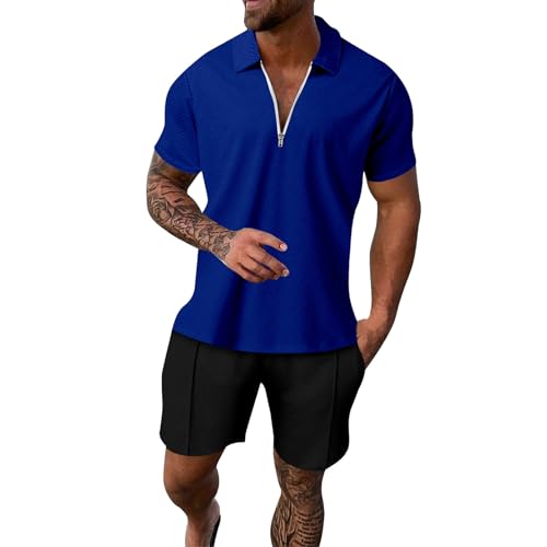 Ensemble t-shirt et short homme vêtement de plage décontracté taille L bleu foncé