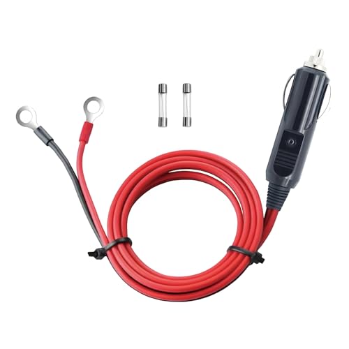 12V 24V Heavy Duty 16AWG Cigarette Lighter Plug 15A 20A Cigarette Lighter Male Plug Adapter Power Supply Cable 1 Meter (3.3 Feet) for Car Inverter Air Pump Electric Cup with Red LED Indicator