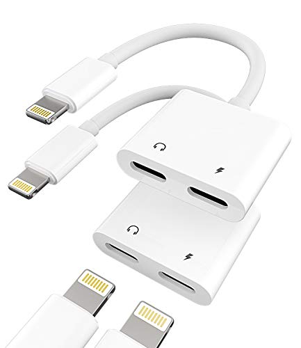 Adaptador para iPhone Auriculares Jack Lightning 2Pack Cascos Microfono Dongle para Apple 14 13 12 11 Pro Max para iPad Mini Cable Auxiliar Coche Cargador Aux Accesorios Audifonos Carga Audio Conector