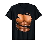 Fake Muscle Under Clothes Six Pack Ripped Abs Black Male T-Shirt
