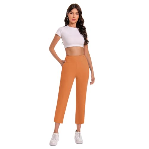 bmkBWO Dress Pants Women Petite,High Waisted Straight Leg Work Pants Business Office Trousers with Pockets Slacks3