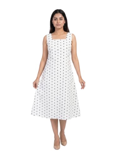 Image of Women's Printed Midi Dress, Square Neck, Sleeveless, A-Line Fit, Casual Summer Wear