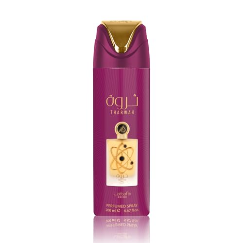 Lattafa Pride Tharwah Gold Deodorante spray 200 ml - Deodorante orientale floreale unisex con bergamotto, gelsomino, vaniglia e ambra