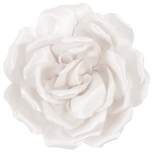 Mecool Haarschnitt große Rose Brosche Brosche Blume Kopfblume Haarklammer Mädchen Hochzeit Party Accessoires Weiß