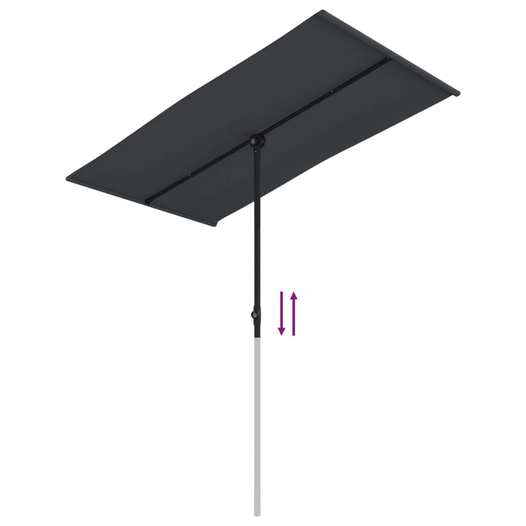 Ombrellone da giardino rettangolare da 180 x 110 cm, con palo in alluminio, regolabile in altezza, pieghevole, girevole, per giardino, balcone, terrazza, verde