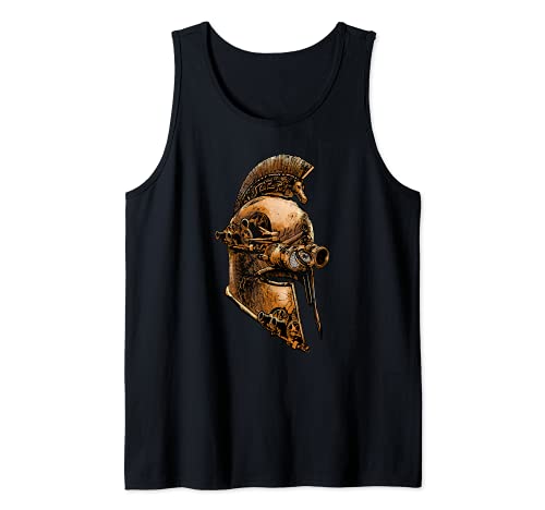 Steampunk Ancient Greek Spartan Warrior Helmet Tank Top, Black