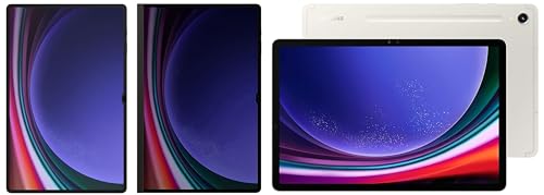 Image of Samsung Galaxy Tab S9 Ultra, RAM 12 GB, ROM 512 GB Expandable, S Pen in-Box, Wi-Fi + 5G Tablet, Beige with S9 Ultra Screen Protector, Transparent & S9 Ultra Privacy Screen, Black