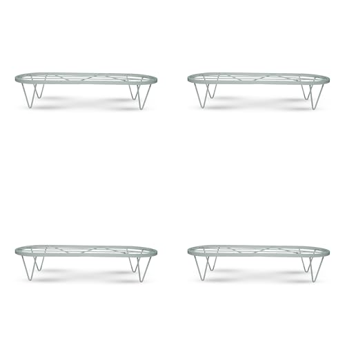 Image of BonKaso Heavy Duty Stadium Plant Stand: 60.9X 22.5 x 12.7 cm, White - Set of 4, Modern Design for Indoor & Outdoor Use, Sturdy, Anti-Rust Planter Stand for Garden, Balcony, Patio