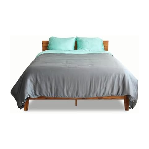 Sheets & Giggles 100% Eucalyptus Lyocell Duvet Cover - All-Season Soft, Cool & Cozy with Easy-to-Fasten Ties & Buttons - Down Alternative & Zero Static- Queen Grey Cover