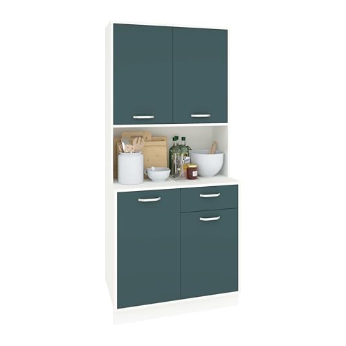 haaus Buffet OMA, Verde petróleo/Blanco, L 84 cm