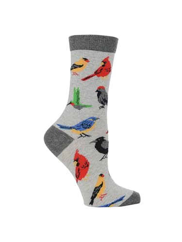 Image of WHD Bird Lover Crew Socks for Women & Men | Cute Fun Birdwatcher Gift | Novelty Song Bird Fan