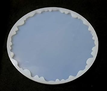 Silicone Resin Mould, 8 inch - 6mm Deep Round Mould with Edge, Circle Plate Epoxy Resin Casting Mould for DIY Faux Agate - 1pc (White)