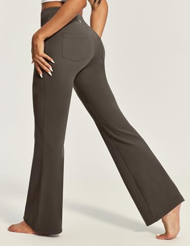 IUGA Bootcut Yoga Pants with Pockets for Women High Waist Workout Bootleg Pants Tummy Control, 4 Pockets Work Pants for Women