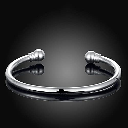 Denchy 925 Silver Trendy Bracelet, Fashion Jewelry Simple Cuff Bangles for Women Mom Wife Valentine Mothers day Gift