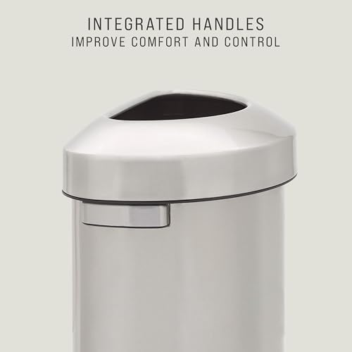 Image of Rubbermaid Commercial Products Refine Decorative Container, 16 Gallon, Half Round Stainless Steel Trash Can, Indoor for Hotel Lobbies /Conference Rooms /Airports
