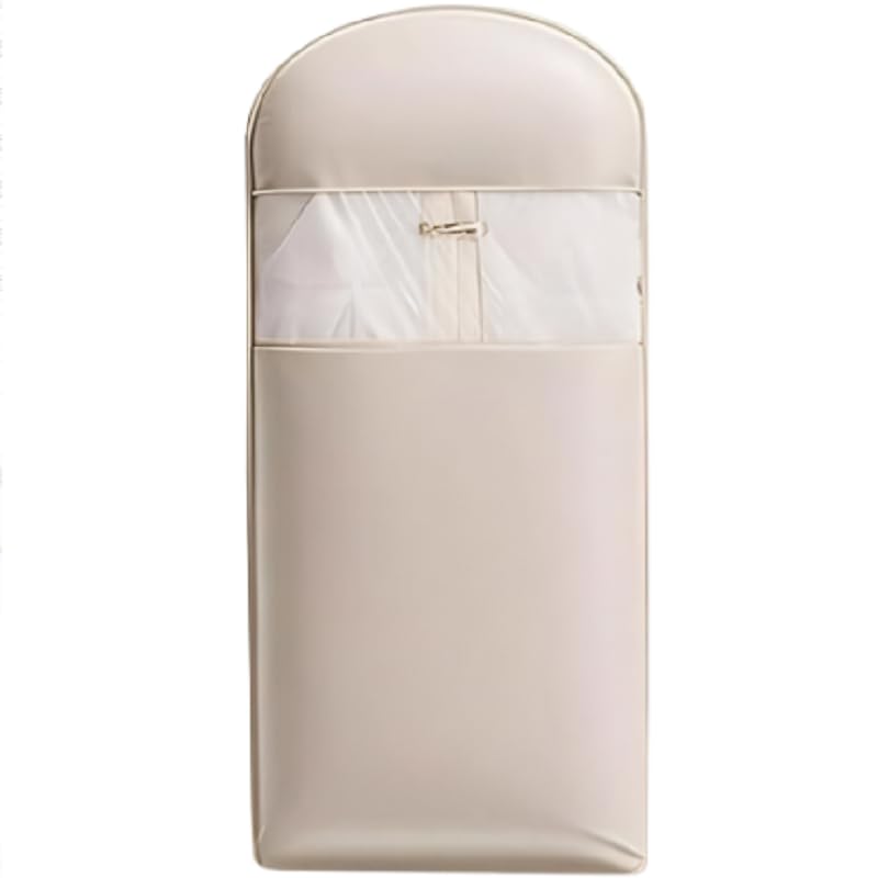 Space Saving Hanging Garment Bag with Self Compression Zipper,Space Saver Closet Organizers,Dust Cover Clothes Bags for Down Coat (Beige, L)