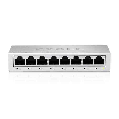 Zyxel 8-Port Gigabit Unmanaged Ethernet Switch, Ethernet Splitter, Tisch- oder Wandmontage [GS-108B v5]