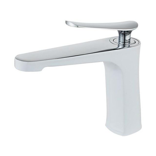 Robinet de salle de bain en laiton massif blanc et chrome mitigeur lavabo design