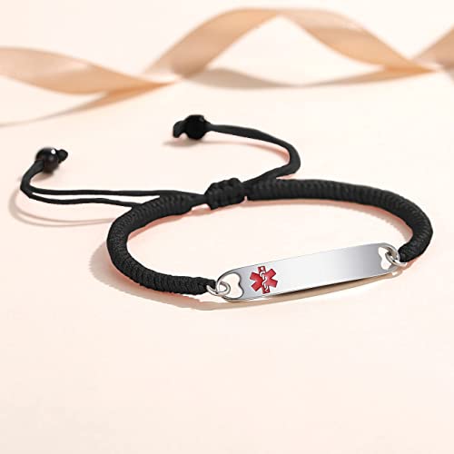 mnmoom Medical Alert Bracelets for Women Stainless steel Heart Medical ID bracelets with Free Engraving2