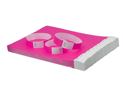 Avery España TYVPK 50 Pulseras de identificación de papel Tyvek® resistentes al desgarro   rosa neón   500 piezas