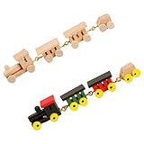 TOYANDONA 2 Sätze Miniatur Holzzug Dekoration Teiliges Bunte Holzbahn Puppenhaus Zubehör Glatte Oberfläche Platzsparendes Design Vielseitiges Deko und Fotorequisit für Wohnzimmer und