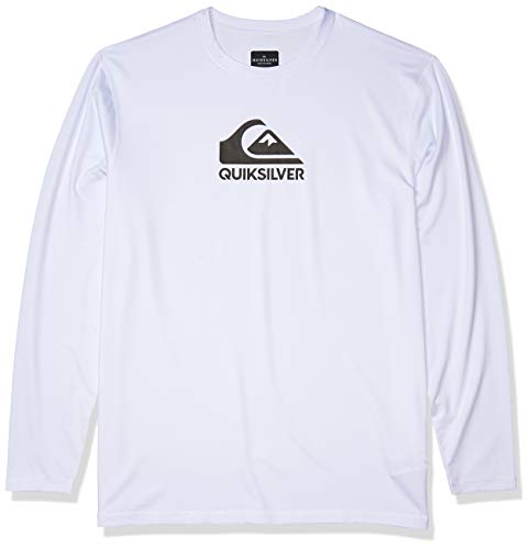 Quiksilver Men's Solid Streak Long Sleeve Surf Tee Rashguard, White, X-Small