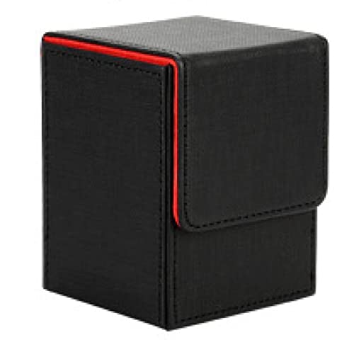 Camsiom Karten Etui Deck Box Karten mit HüLlen Deck Spiel Box für Yugioh Binder: 100+, Schwarz Rot Cover