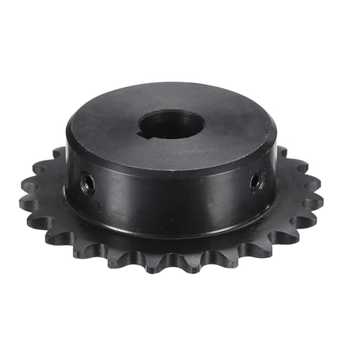 Image of uxcell #35 Chain Roller Sprocket B Type, 5 /8 inch Bore 24 Tooth Single Strand Chain Sprocket, Carbon Steel, Keyway with Set Screws